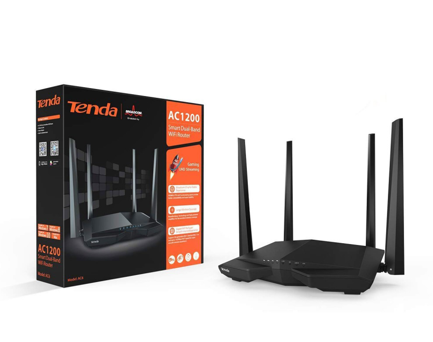TENDA AC1200 Smart Dual-Band Wi-Fi Router AC6 box